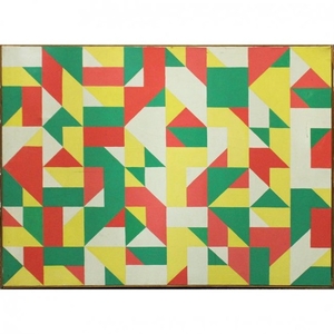 Mid-Century Modern Large Geometric Painting Abstract