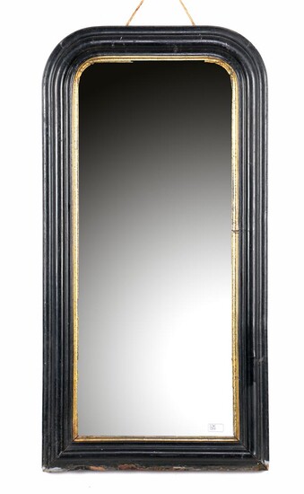 (-), Mirror in blackened wooden frame with gold...