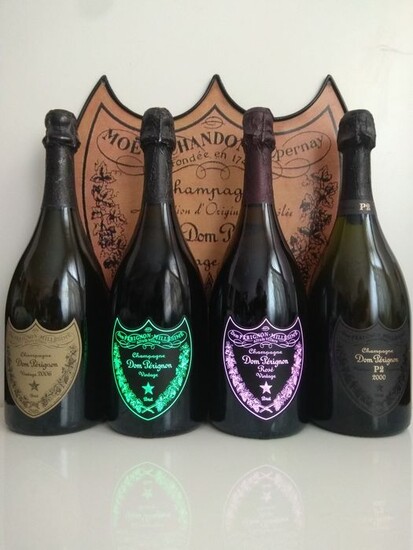 Mixed lot -Dom Pérignon Collection: 2000 P2, 2006 Vintage, 2008 Luminous & 2006 Luminous Rosé - Champagne - 4 Bottles (0.75L)