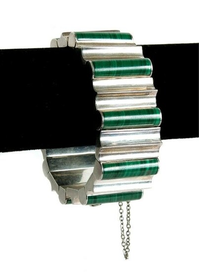 Modernist Monteros 970 Silver & Malachite Bracelet