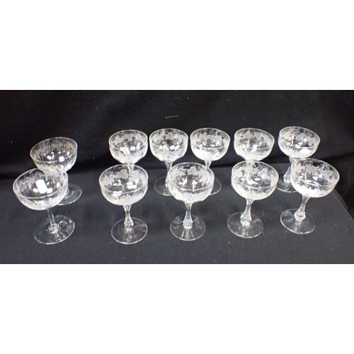 NINE EDWARDIAN CHAMPAGNE COUPES with two other similar