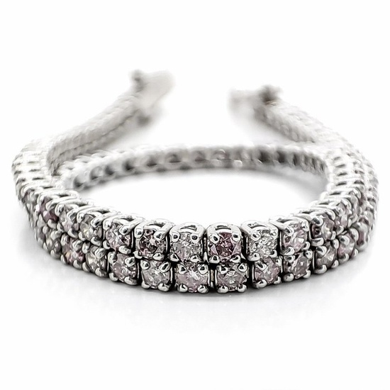 *NO RESERVE PRICE* IGI Certified 2.22ct Pink Diamond Bracelet - 14 kt. White gold - Bracelet