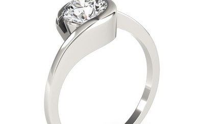 Natural 1.7 CTW Diamond Engagement Ring 18K White Gold