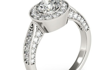 Natural 2.45 CTW Diamond Engagement Ring 18K White Gold