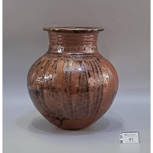 Nigerian Abuja pottery baluster shaped water pot or vase, wi...