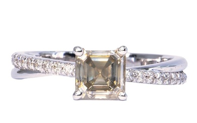 No Reserve Price - 1.35 ctw - 14 kt. White gold - Ring - 1.15 ct Diamond - Diamonds