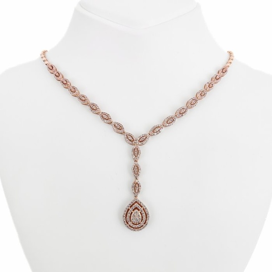 *No Reserve Price* 2.43ct Pink Diamond Necklace - 14 kt. Pink gold - Necklace