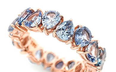 No Reserve Price - 6.85 Carat Natural Blue Sapphire Eternity - Ring - 14 kt. Rose gold
