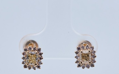 No Reserve Price - Earrings Yellow gold Diamond (Natural)