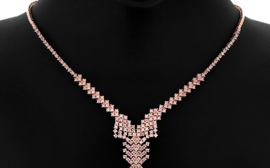 ***No Reserve Price*** IGI Certified 3.30 Carat Pink Diamonds - 14 kt. Pink gold - Necklace