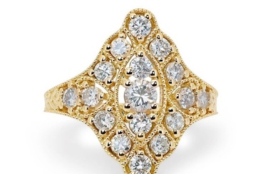 No Reserve Price - Ring - 18 kt. Yellow gold - 1.25 tw. Diamond (Natural)