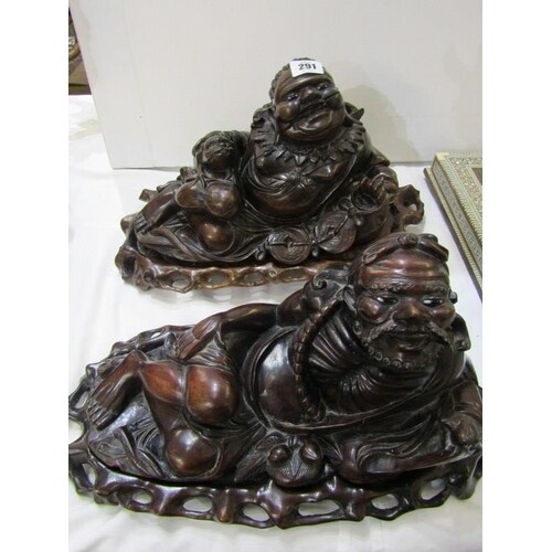 ORIENTAL CARVING, 2 quality Chinese carved cherry root figur...