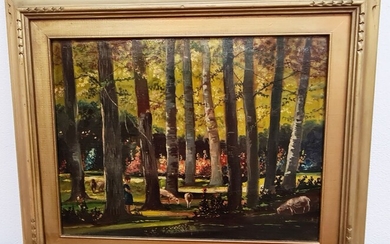 Oil on landscape panel measures 52 x 63 cm