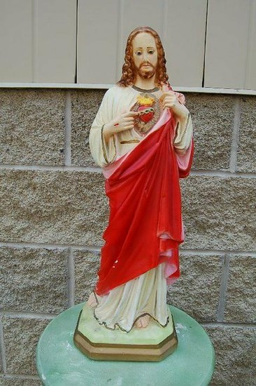Older Statue of Jesus "The Sacred Heart" + 23" ht. + +