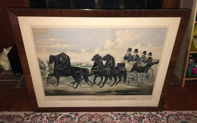 Original Currier & Ives Celebrated "Four In Hand" Stallion Team 1875 Horse