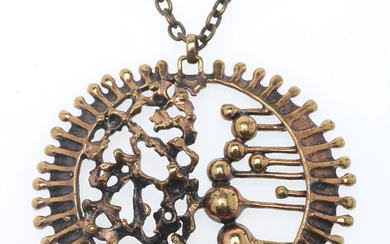 PENDANT with chain, bronze, probably Jorma Valo, Finland.