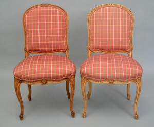 Pair French upholstered side chairs