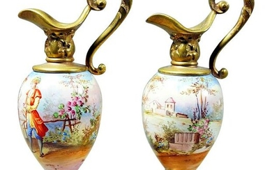 Pair Of Royal Vienna Style Miniatureurns