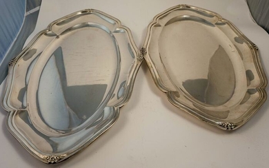 Pair of Art Nouveau silver trays - .800 silver - Italy - Early 20th century