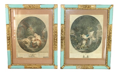 Pair of French hand colored engravings