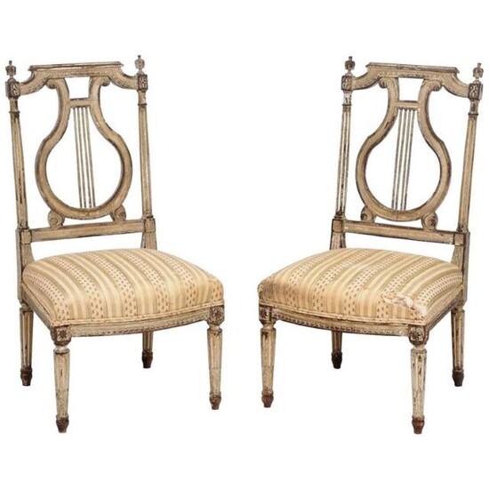 Pair of George Jacob (attr.) Chauffeuse Side Chairs