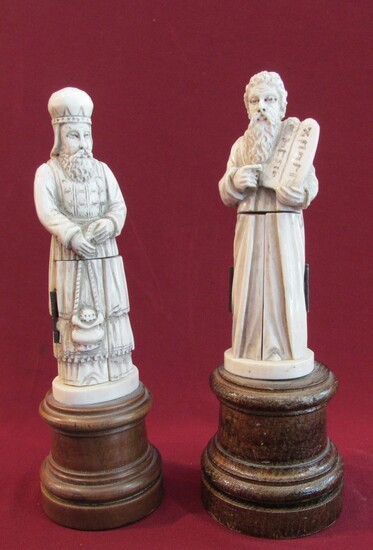 Pair of Jewish Ivory Triptych Statues late 19th century...