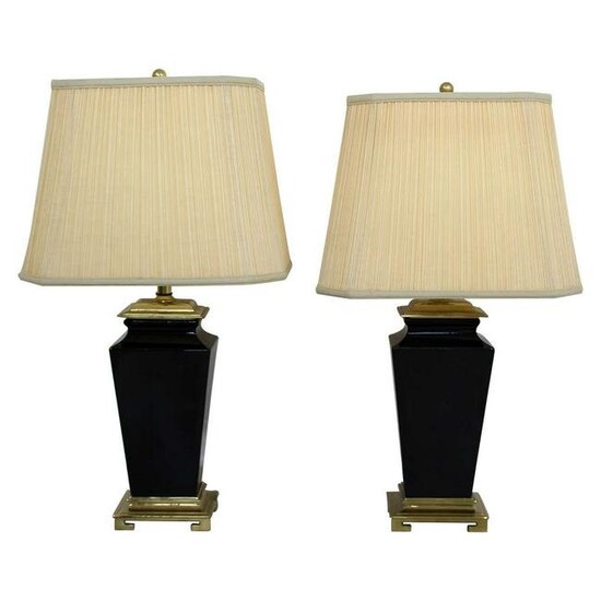Pair of Morris Greenspan Asian Ceramic Table Lamps