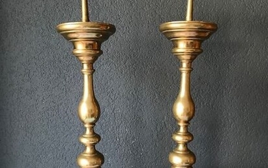 Pair of large candlesticks 65 cm - Bronze - ca. 1850
