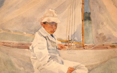Pierre ROY (1880-1950) "Le dandy et la voile blanche" aquarelle sur trait de crayon cabd...