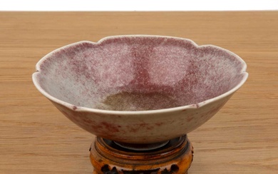 Peach bloom glaze petal-shaped bowl Chinese, 18th Century with a...