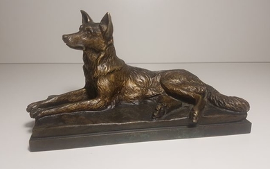 Pierre Albert Laplanche (1826-1873) - Dog, Sculpture, shepherd (1) - Bronze - Second half 19th century