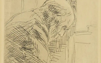 Pierre Bonnard, French 1867-1947, Le Graveur, circa 1930; drypoint etching on wove,...