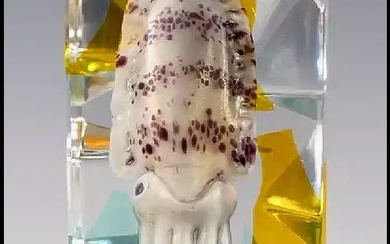 Pino Signoretto Original Murano Glass Sculpture Sealife Squid Signed Modern Art