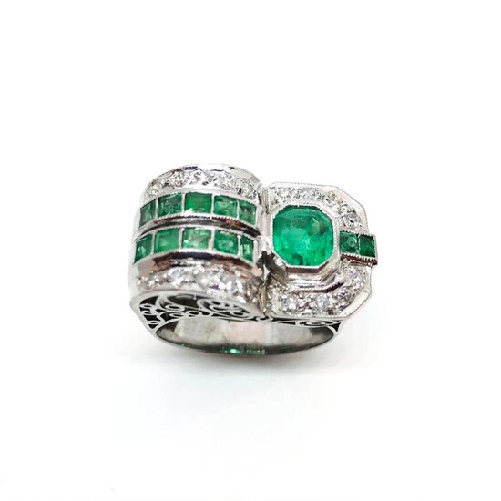 Platinum and Emerald ring