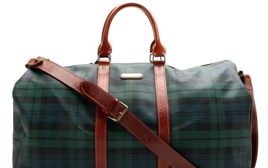 Polo Ralph Lauren Duffle in "Black Watch Plaid" Coated Canvas and Brown Leather