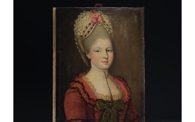 "Portrait de d'Elegante" French school, oil on canvas, 18th century.