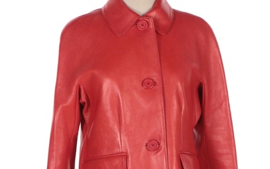 Prada Bright Red Lambskin Leather Jacket