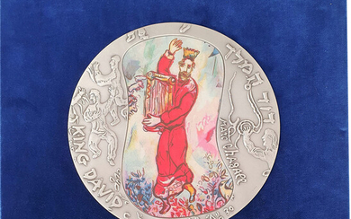 Pure silver medal "Kind David" Marc Chagall, Very Scarce, New Condition, included COA and Poster