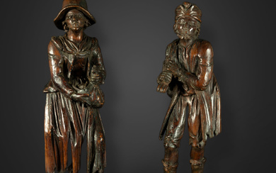 Rare pair of 18th century German Black Forest Beggars, Simon...