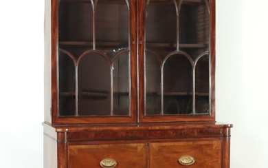 Regency Inlaid Mahogany Secretary Bookcase, 19th C