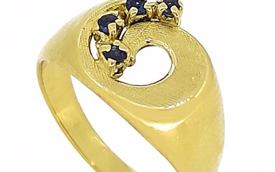 Ring - 18 kt. Yellow gold - 0.08 tw. Sapphire