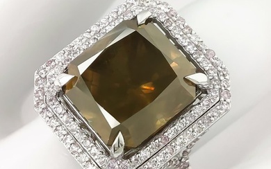 Ring White gold - 10.72 tw. Diamond (Natural coloured)