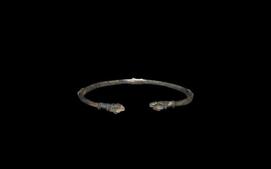 Romano-Celtic Silver Bracelet with Beast Heads