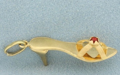 Ruby High Heel Shoe Charm or Pendant in 18k Yellow Gold