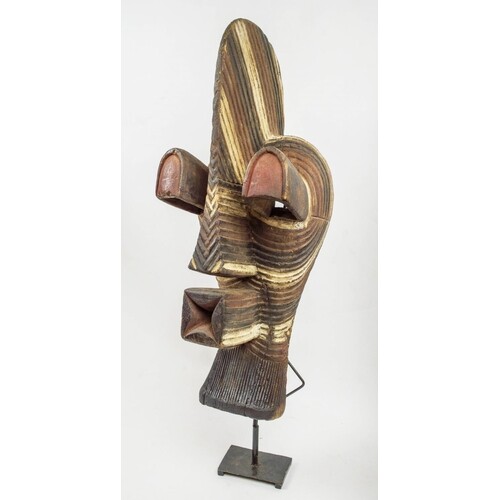 SONGYE MASK, Congo, carved ribbed design, 95cm H.
