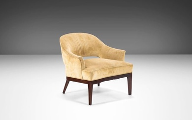 Saber Leg Lounge Chair in Walnut and Original Fabric Attributed to Harvey Probber USA c. 1960s