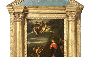 Scuola bolognese del XVII secolo, Sacra Famiglia con Angeli