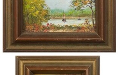 Salvador, "River Landscape," 20th c., pair of oils on