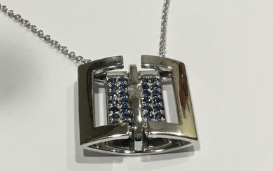 Salvini - 18 kt. White gold - Necklace with pendant Diamond - Sapphires