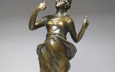 Sculpture, Lady with Mirror - Bronze - First half 20th century